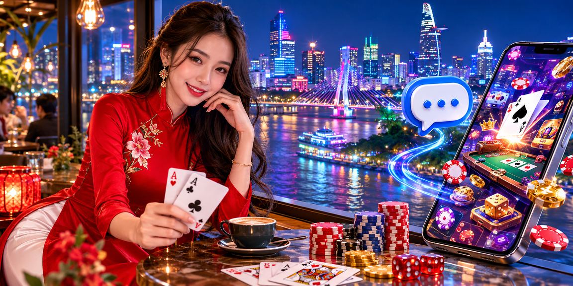 Người chơi bài mặc áo dài tại TP. Hồ Chí Minh trong không gian casino hiện đại