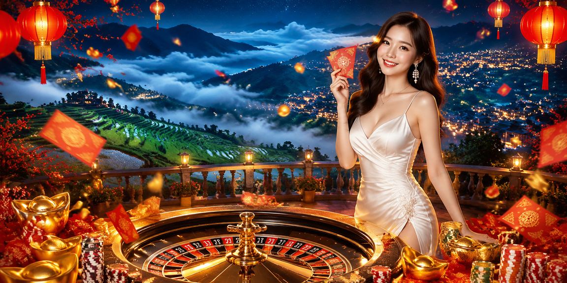 Bàn roulette với đèn lồng lung linh trong không khí núi rừng Sapa
